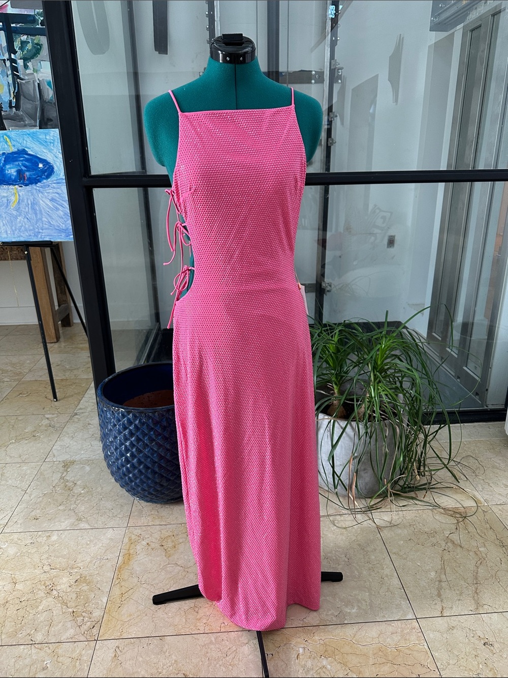 Cult Gaia Pink Side-Tie Maxi Dress